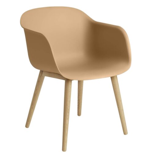 Fiber Armchair Wood Base - Ochre