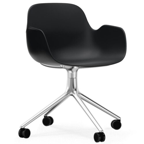 Form Armchair Swivel with Castors, aluminium base- more colours