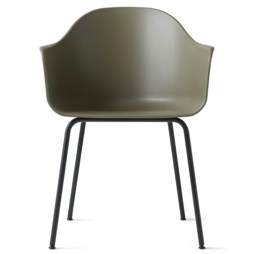 Harbour Dining Chair, Metal Base- Olive/ Black