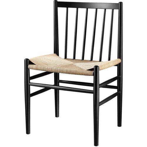 J80 Classic Wooden Chair with Woven Seat- Black