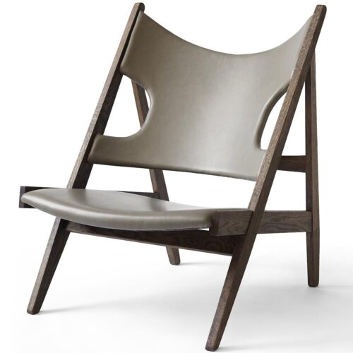 Knitting Lounge Chair- Beige Leather (Dakar 0311)/ Dark Stained Oak Knitting Lounge Chair- Beige Leather (Dakar 0311)/ Dark Stained Oak