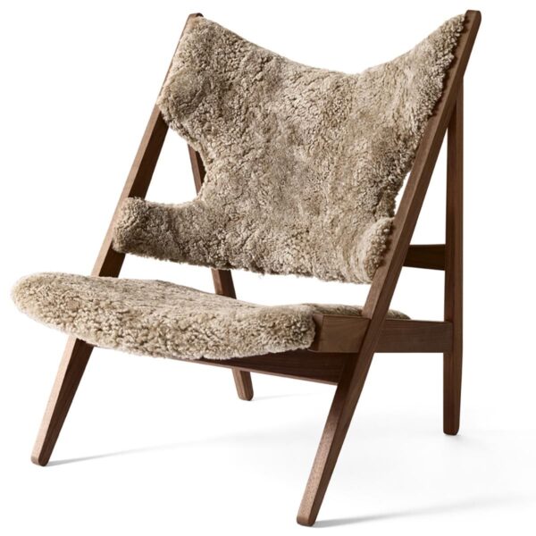 Knitting Lounge Chair- Natural Sheepskin (Sahara)/ Walnut