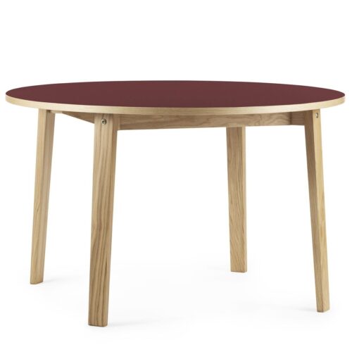 Slice Table Ø120cm- Oak/ Burgundy Linoleum