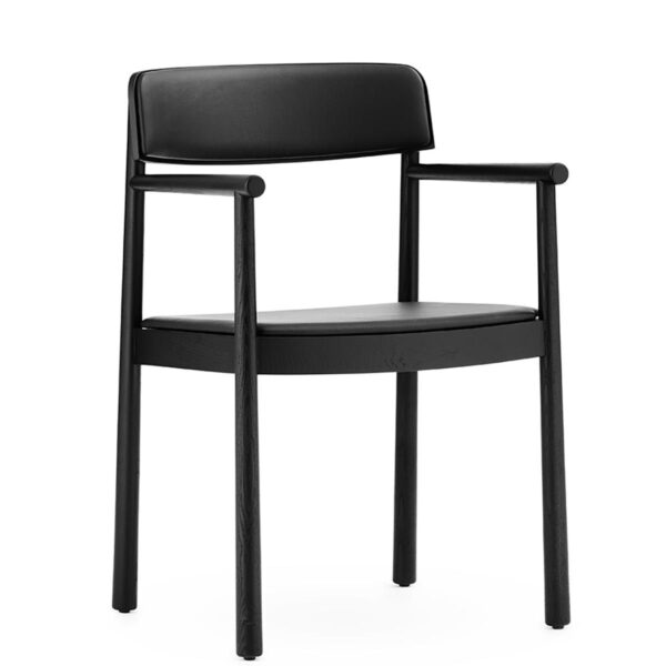Timb Wooden Armchair Upholstered- Black/ Black leather Timb Wooden Armchair Upholstered- Black/ Black leather